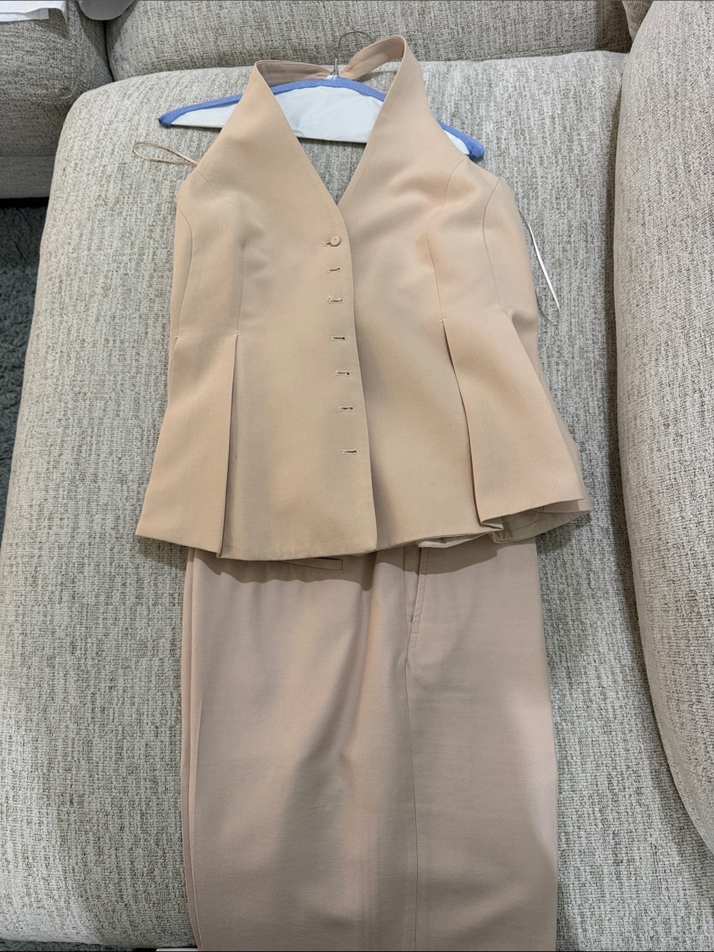 Mango Beige Two-Piece Pantsuit Halter Top & Skirt